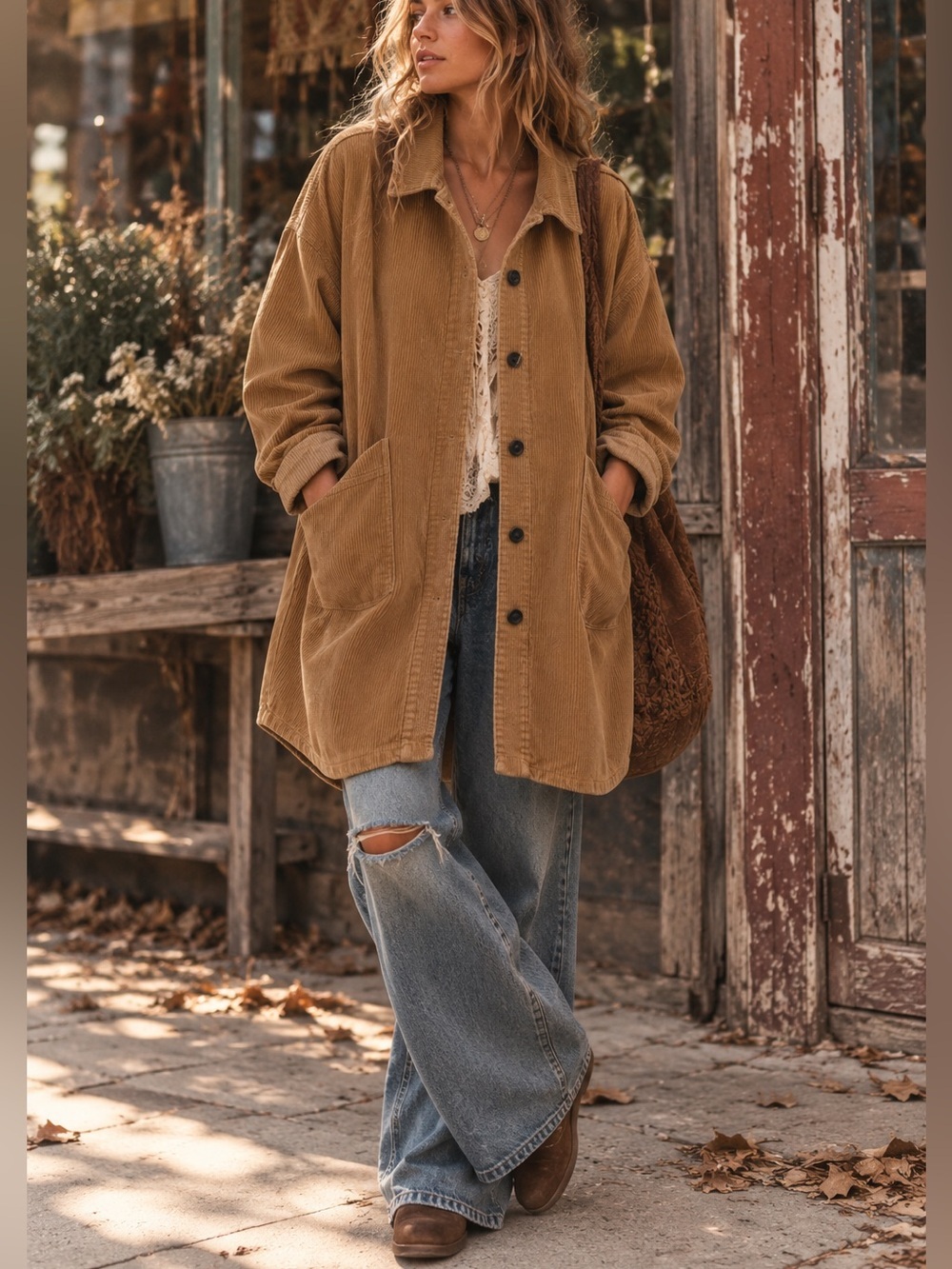 Zara Oversized Corduroy Jacket M Long